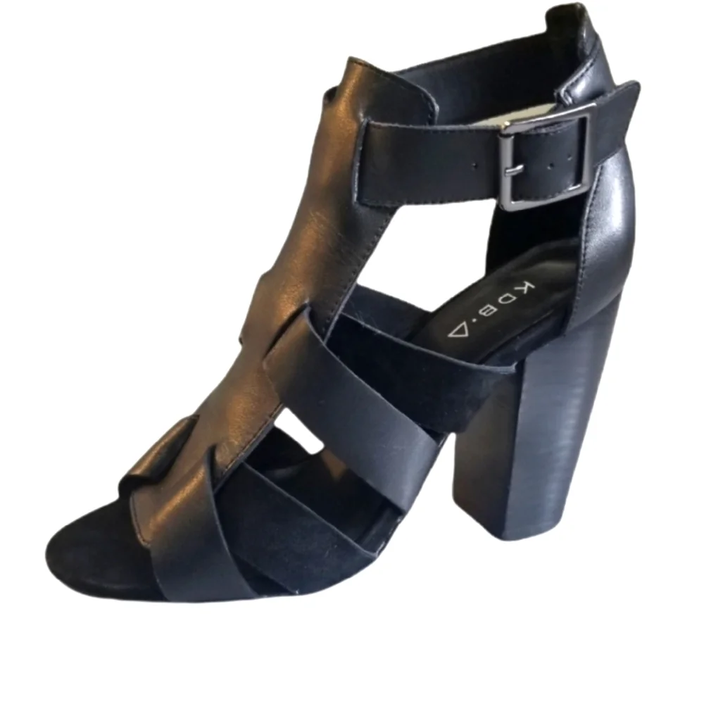 KELSI Dagger Black Brooklyn Style Gladiator Strappy Heels Shoes, Size 7.5